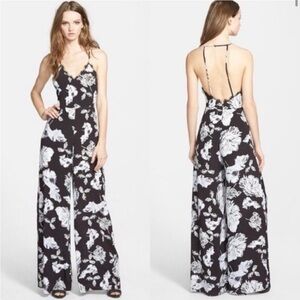 ASTR The Label Black Lace Floral Jumpsuit Size Small